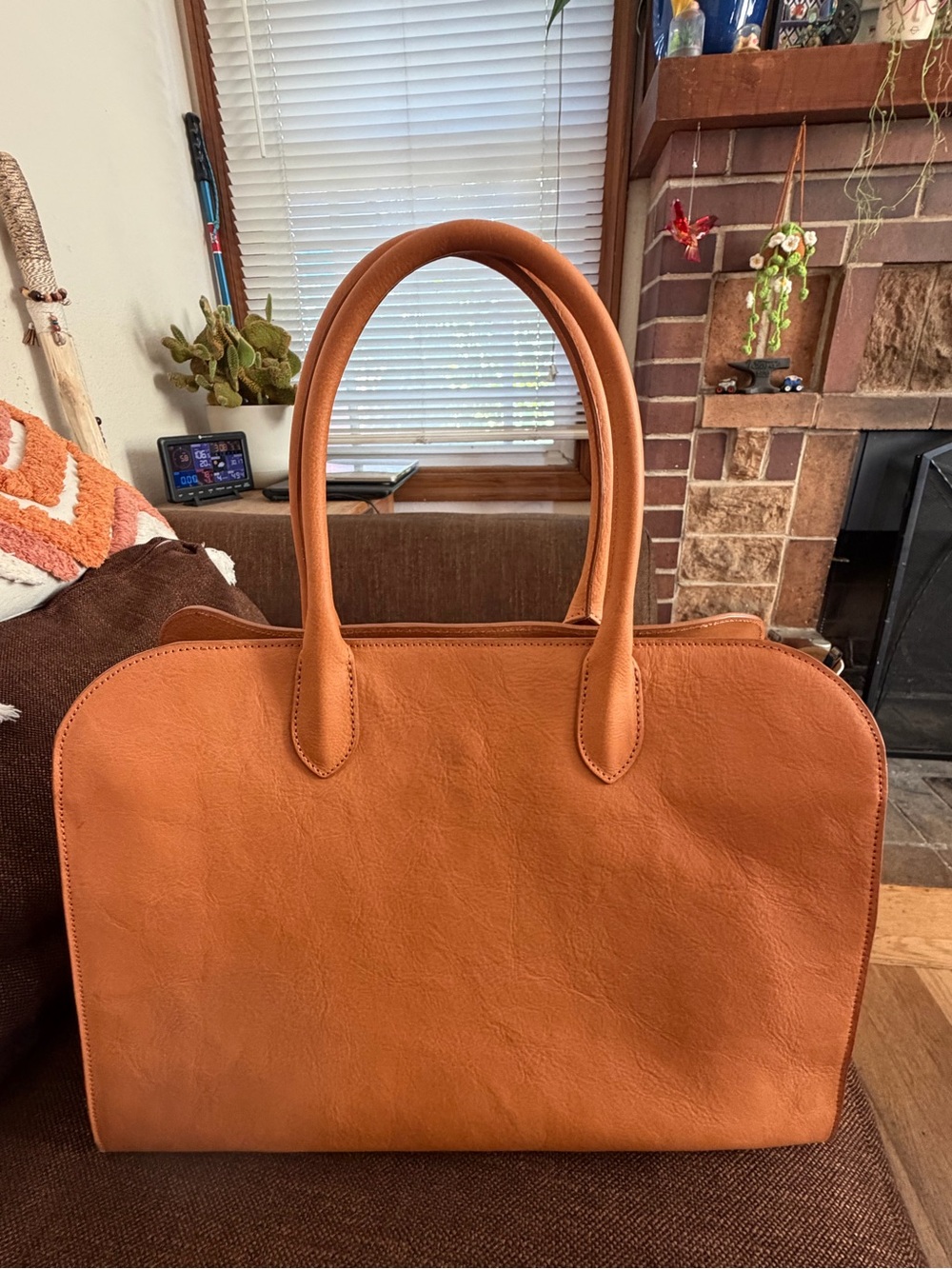 Everyday Structured Tan Satchel Bag